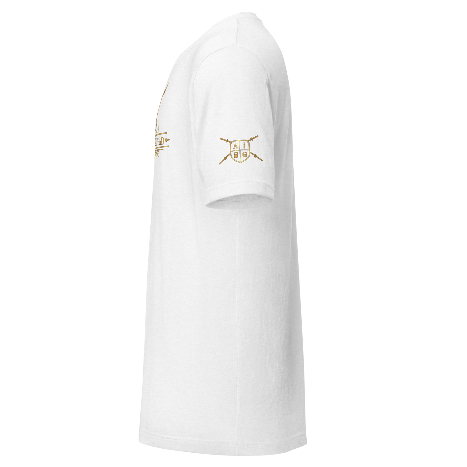 White sleeveless top with the athlete guild logo on a white background