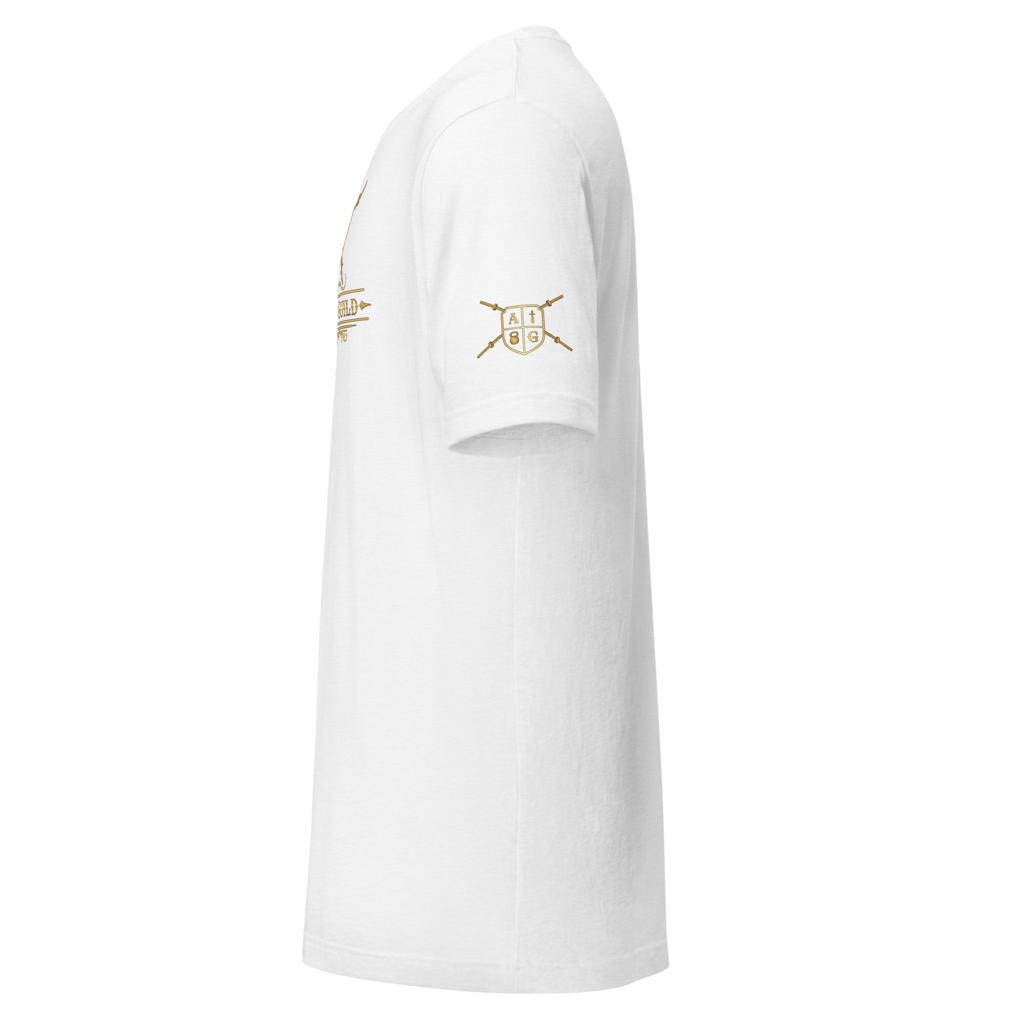 White sleeveless top with the athlete guild logo on a white background